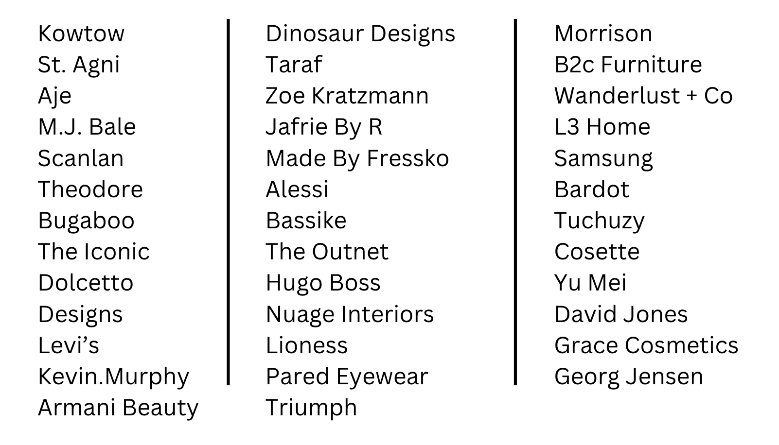 Brands participating in Vogue Fashion's Night Out 